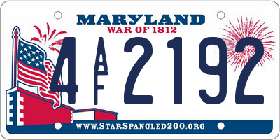 MD license plate 4AF2192