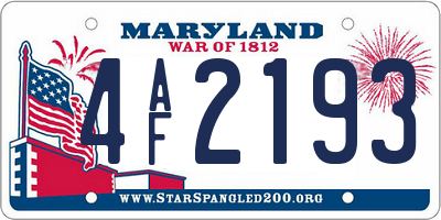 MD license plate 4AF2193