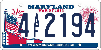 MD license plate 4AF2194