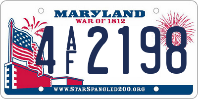 MD license plate 4AF2198
