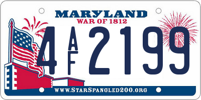MD license plate 4AF2199