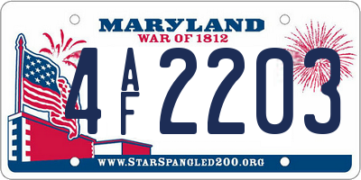 MD license plate 4AF2203