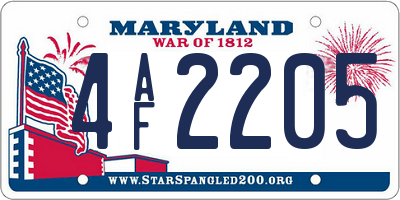 MD license plate 4AF2205