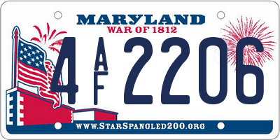 MD license plate 4AF2206