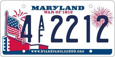 MD license plate 4AF2212