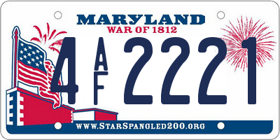 MD license plate 4AF2221