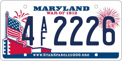 MD license plate 4AF2226