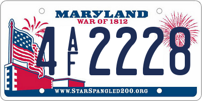 MD license plate 4AF2228