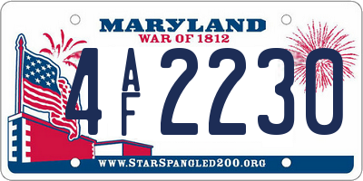 MD license plate 4AF2230
