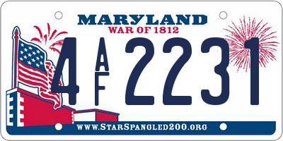 MD license plate 4AF2231