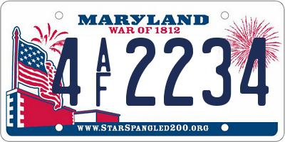 MD license plate 4AF2234
