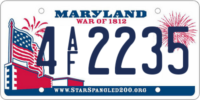 MD license plate 4AF2235