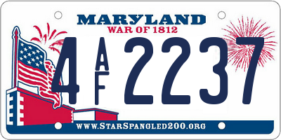 MD license plate 4AF2237