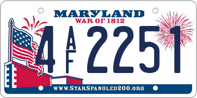 MD license plate 4AF2251