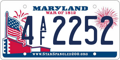 MD license plate 4AF2252