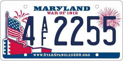 MD license plate 4AF2255