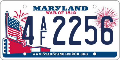 MD license plate 4AF2256