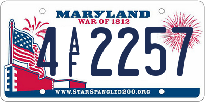 MD license plate 4AF2257