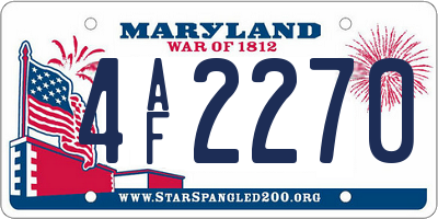 MD license plate 4AF2270