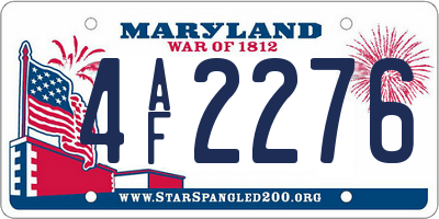 MD license plate 4AF2276