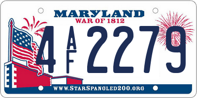 MD license plate 4AF2279