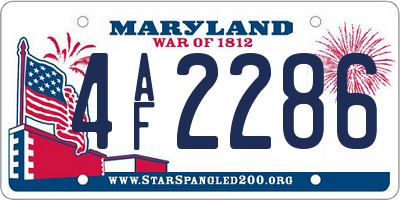 MD license plate 4AF2286