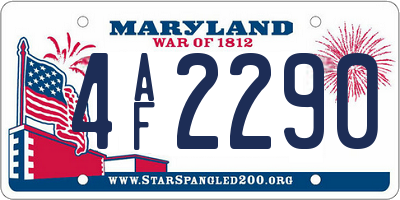 MD license plate 4AF2290