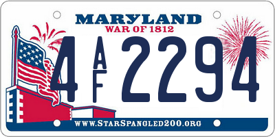 MD license plate 4AF2294