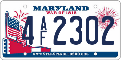 MD license plate 4AF2302