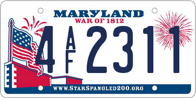MD license plate 4AF2311