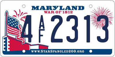 MD license plate 4AF2313