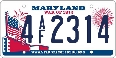 MD license plate 4AF2314