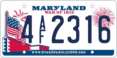 MD license plate 4AF2316