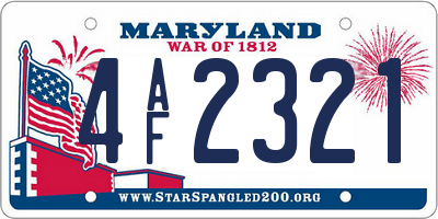 MD license plate 4AF2321