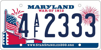 MD license plate 4AF2333