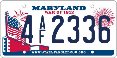 MD license plate 4AF2336