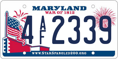 MD license plate 4AF2339