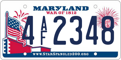 MD license plate 4AF2348