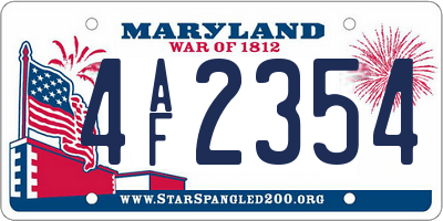 MD license plate 4AF2354