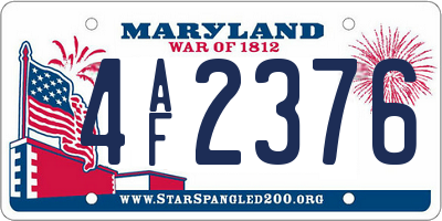 MD license plate 4AF2376