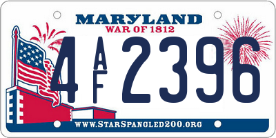 MD license plate 4AF2396
