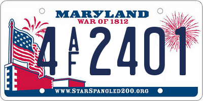 MD license plate 4AF2401