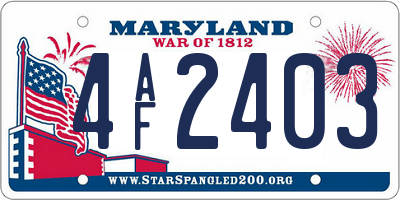 MD license plate 4AF2403