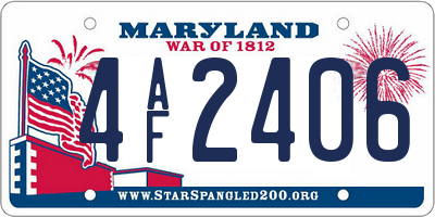MD license plate 4AF2406