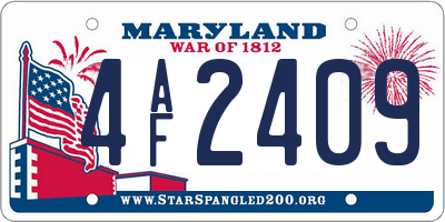 MD license plate 4AF2409