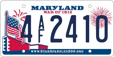 MD license plate 4AF2410