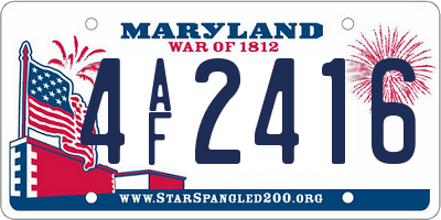 MD license plate 4AF2416