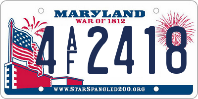 MD license plate 4AF2418