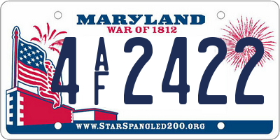 MD license plate 4AF2422