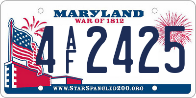 MD license plate 4AF2425